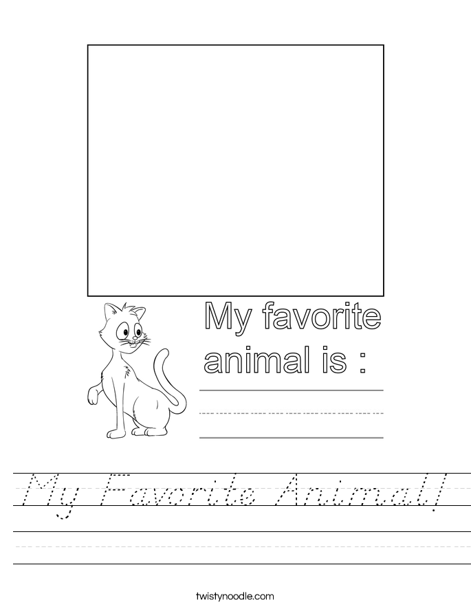 My Favorite Animal Worksheet - D'Nealian - Twisty Noodle