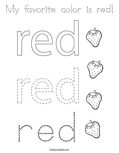 My favorite color is red! Coloring Page