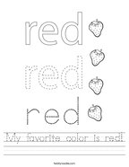 My favorite color is red Handwriting Sheet