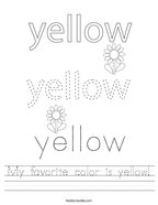 My favorite color is yellow Handwriting Sheet