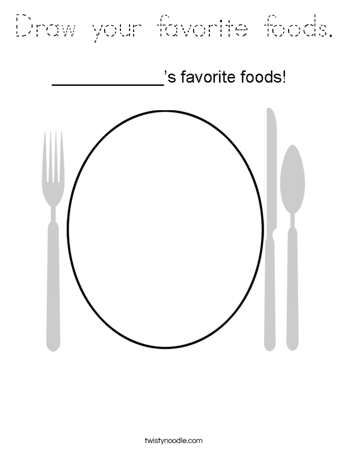 Draw your favorite foods. Coloring Page