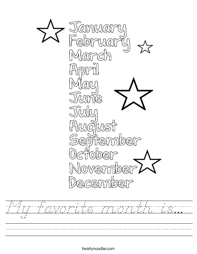 My favorite month is...  Worksheet