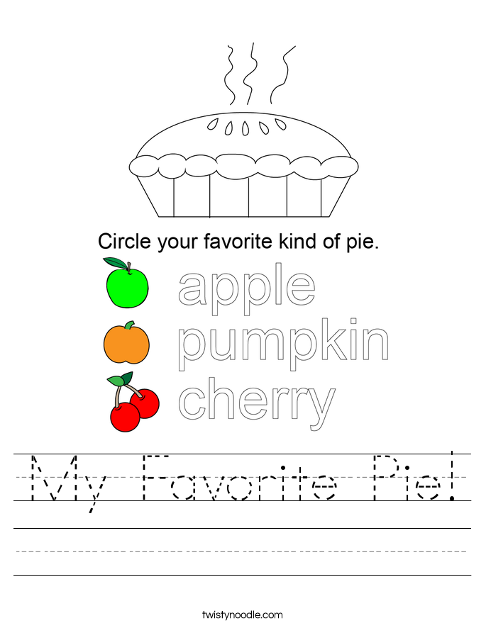 My Favorite Pie! Worksheet