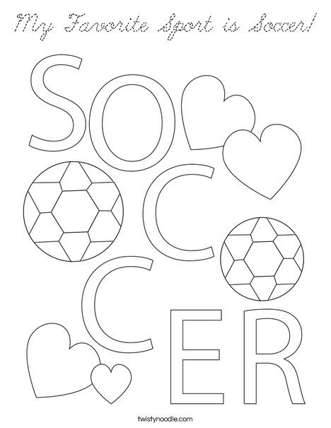 My Favorite Sport is Soccer! Coloring Page