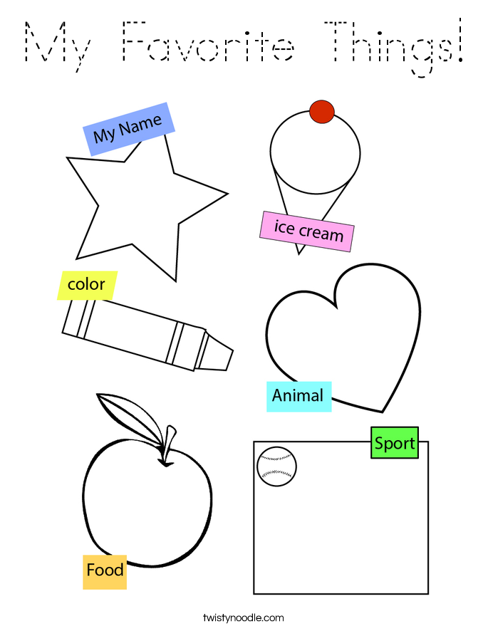 My Favorite Things! Coloring Page
