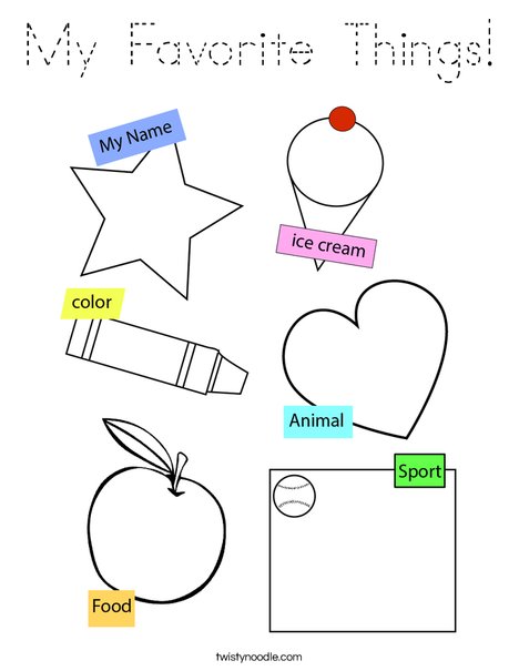 My Favorite Things! Coloring Page