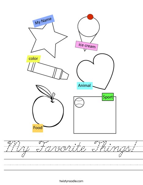 My Favorite Things! Worksheet