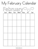 My February Calendar Coloring Page
