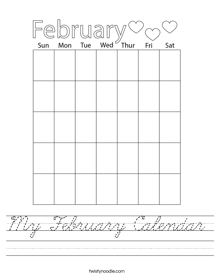 My February Calendar Worksheet