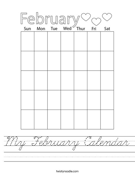 My February Calendar Worksheet
