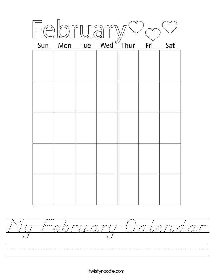 My February Calendar Worksheet