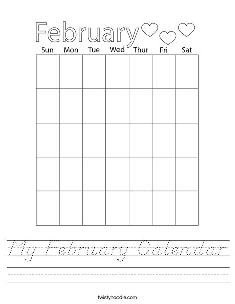 My February Calendar Worksheet