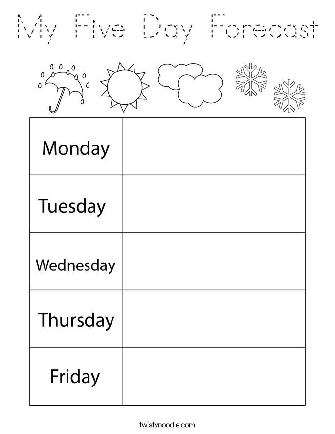 My Five Day Forecast Coloring Page