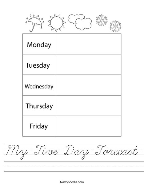 My Five Day Forecast Worksheet