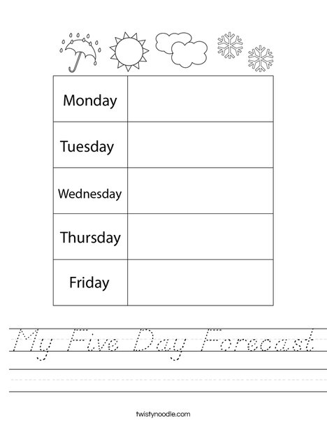 My Five Day Forecast Worksheet