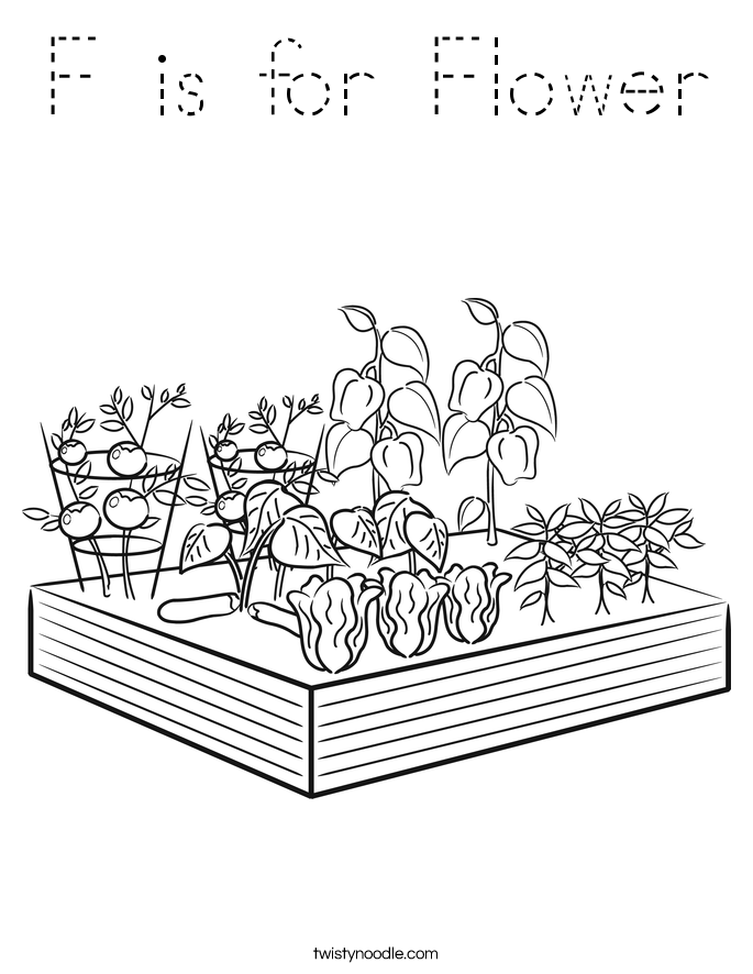 F is for Flower Coloring Page