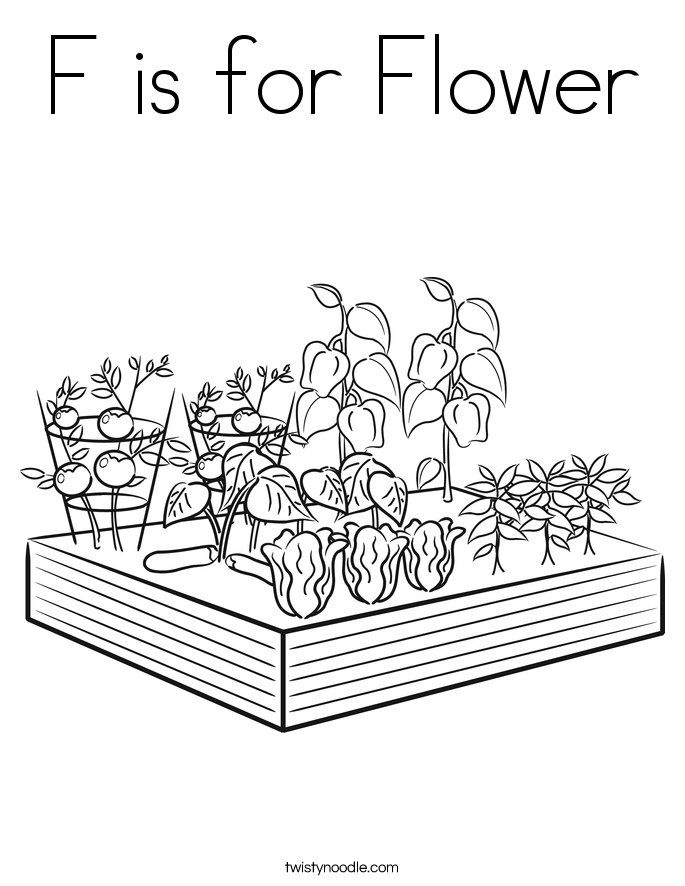 F is for Flower Coloring Page