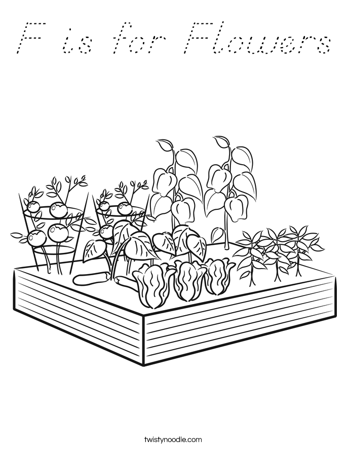 F is for Flowers Coloring Page