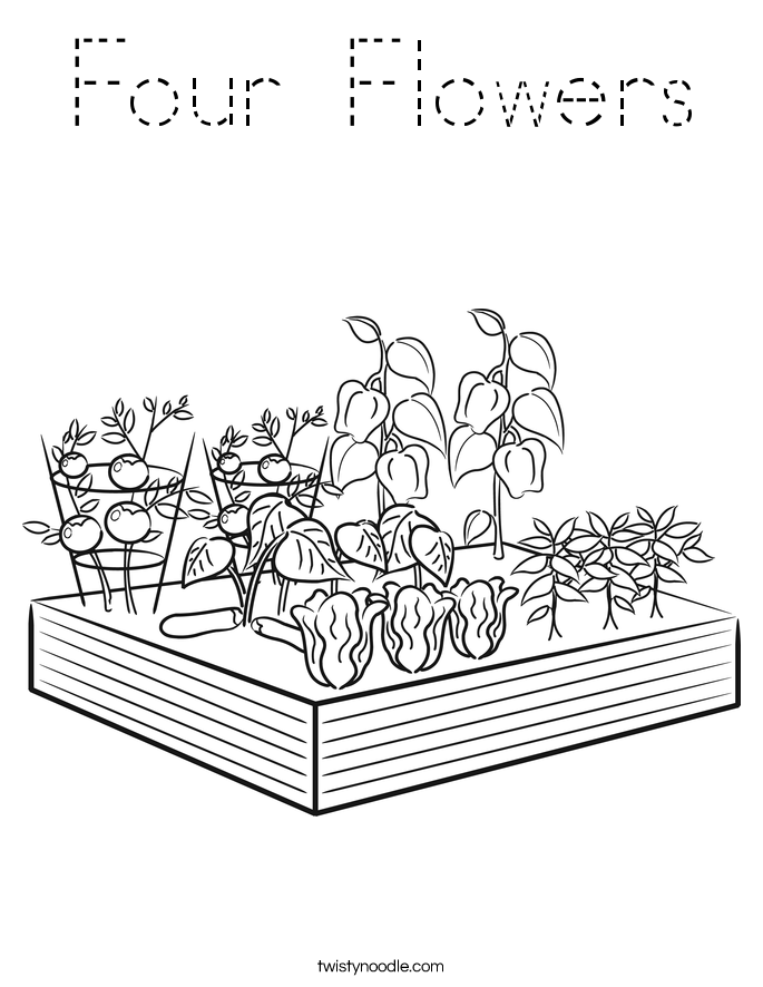 Four Flowers Coloring Page