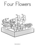 Four Flowers Coloring Page