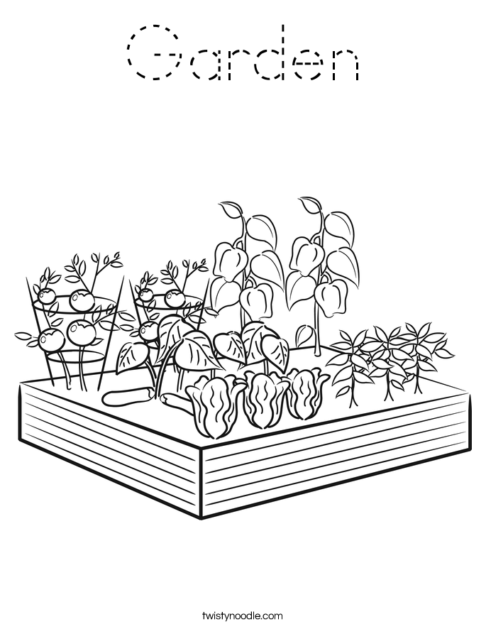 Download Garden Coloring Page - Tracing - Twisty Noodle
