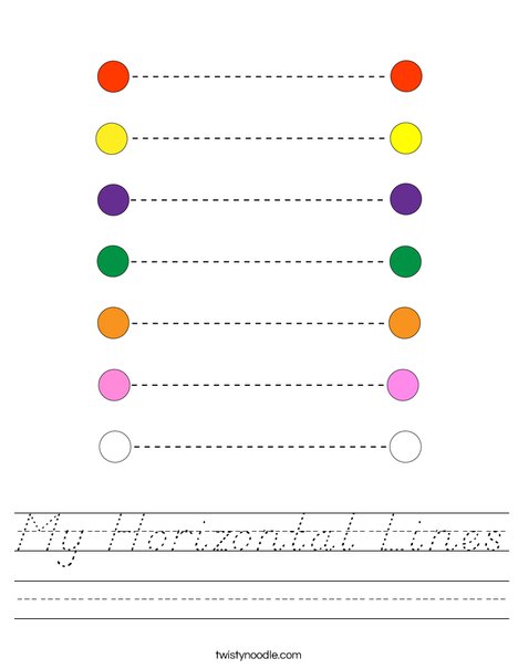 My Horizontal Lines Worksheet - D'Nealian - Twisty Noodle