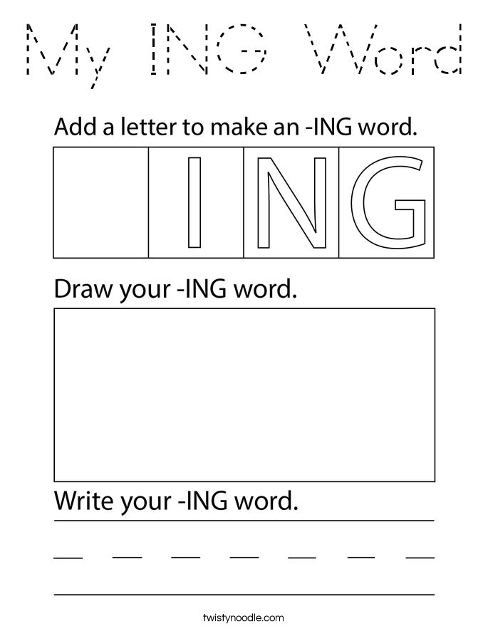 My ING Word Coloring Page