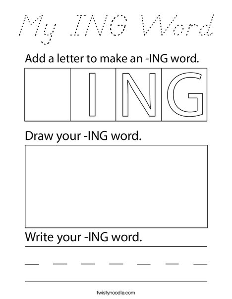 My ING Word Coloring Page