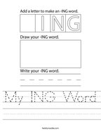 My ING Word Handwriting Sheet