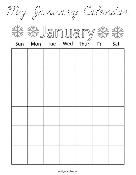 My January Calendar Coloring Page