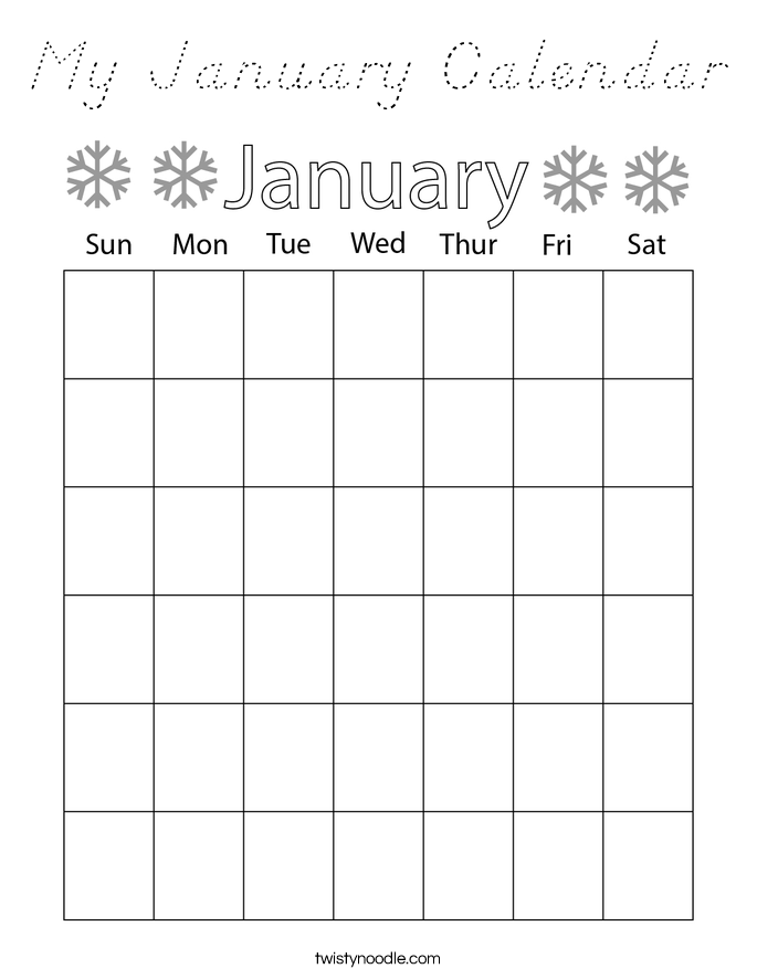 My January Calendar Coloring Page