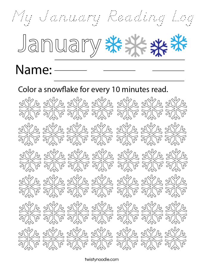 My January Reading Log Coloring Page