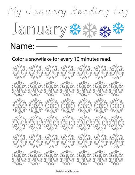 My January Reading Log Coloring Page
