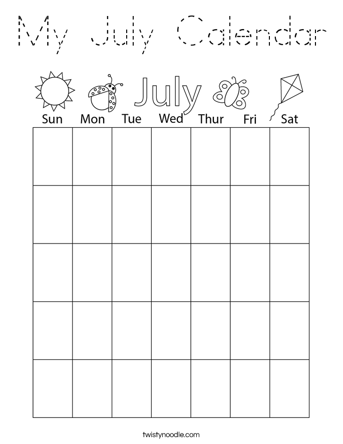My July Calendar Coloring Page