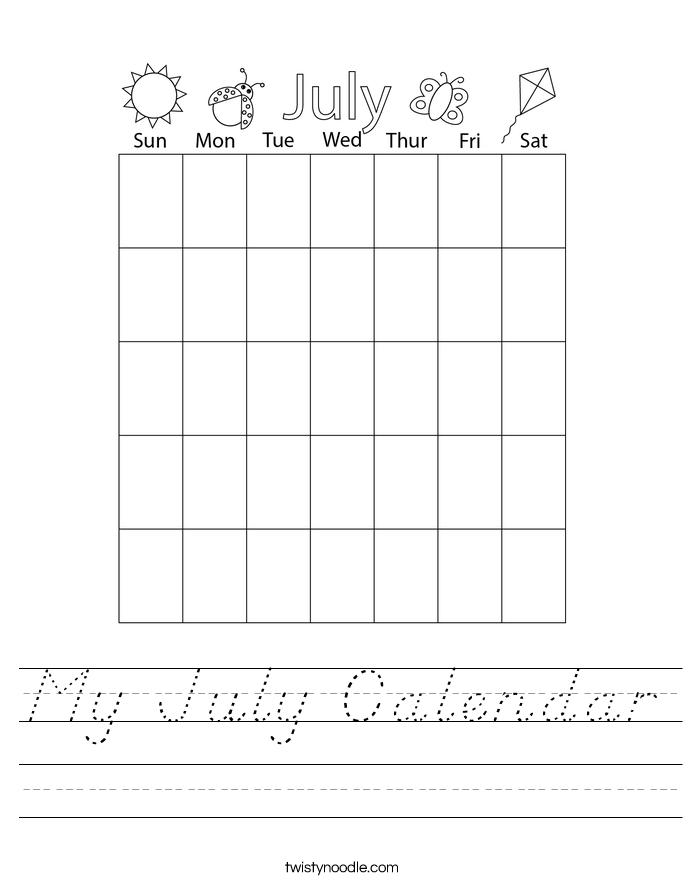 My July Calendar Worksheet