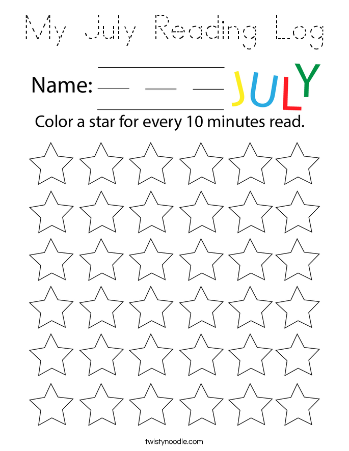 My July Reading Log Coloring Page