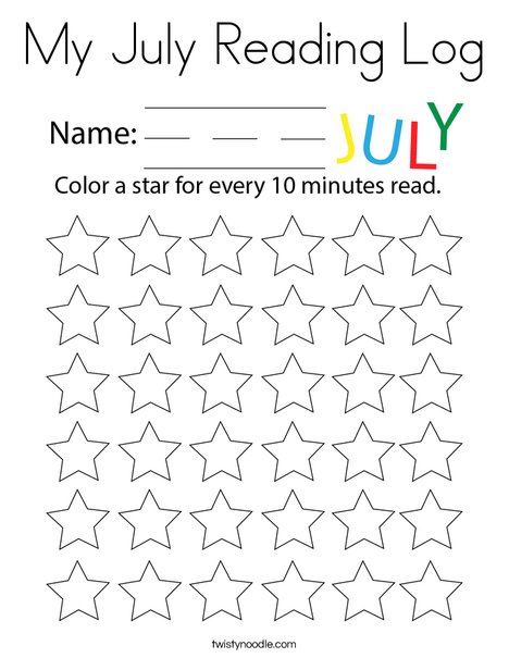 My July Reading Log Coloring Page