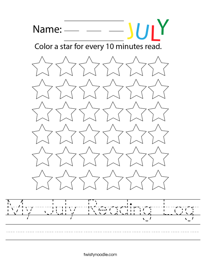 My July Reading Log Worksheet
