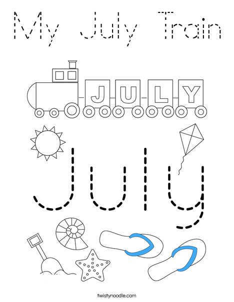 My July Train Coloring Page