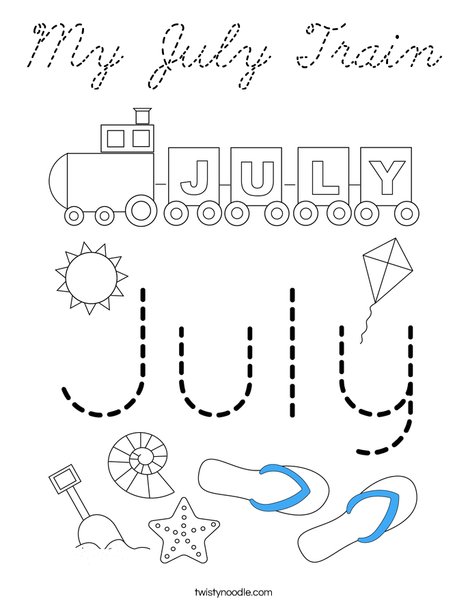 My July Train Coloring Page