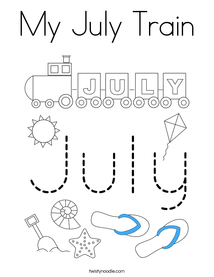 My July Train Coloring Page