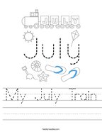 My July Train Handwriting Sheet