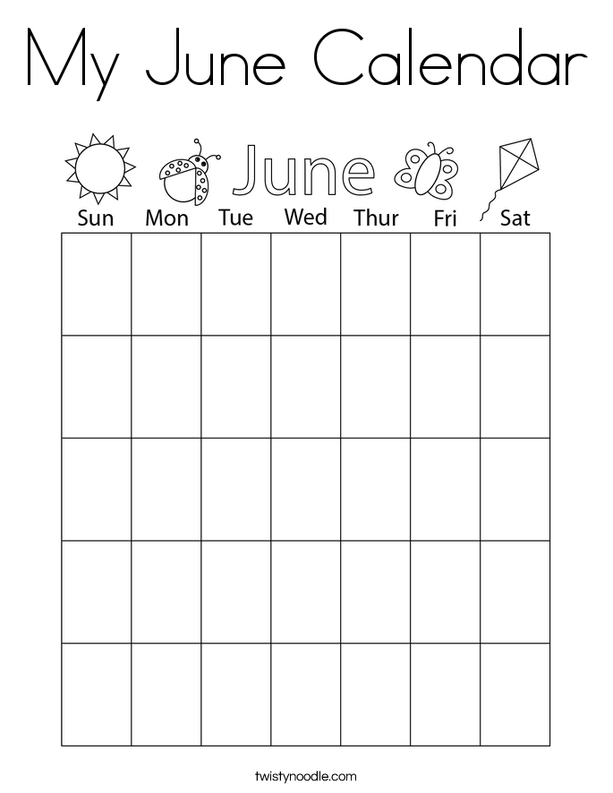 My June Calendar Coloring Page