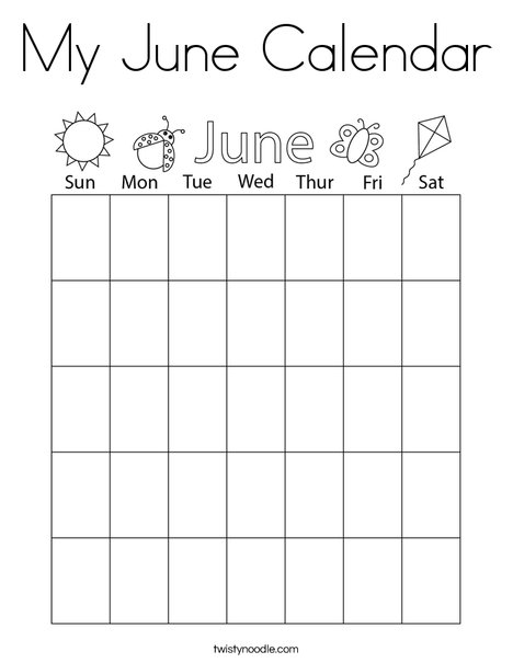 My June Calendar Coloring Page