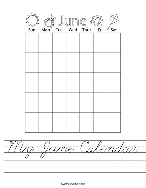 My June Calendar Worksheet