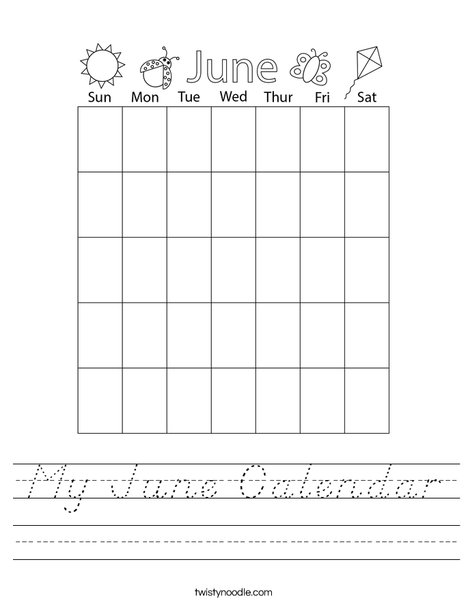 My June Calendar Worksheet