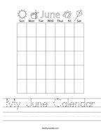 My June Calendar Handwriting Sheet