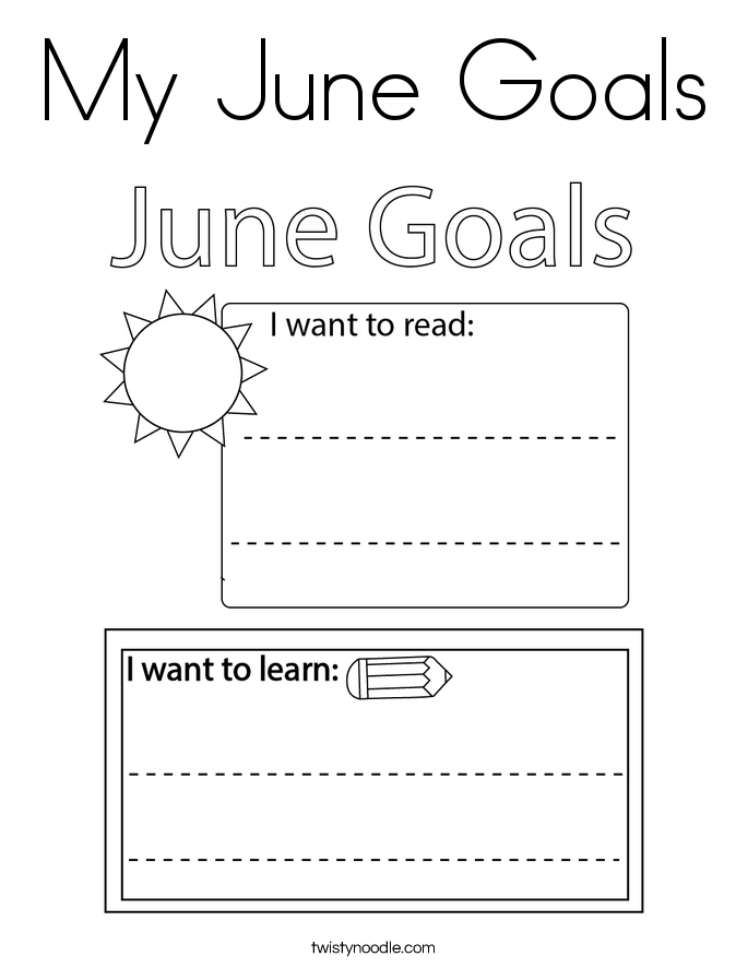 My June Goals Coloring Page