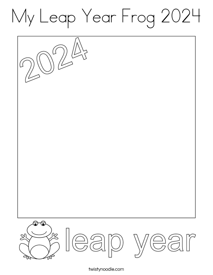 My Leap Year Frog 2024 Coloring Page Twisty Noodle