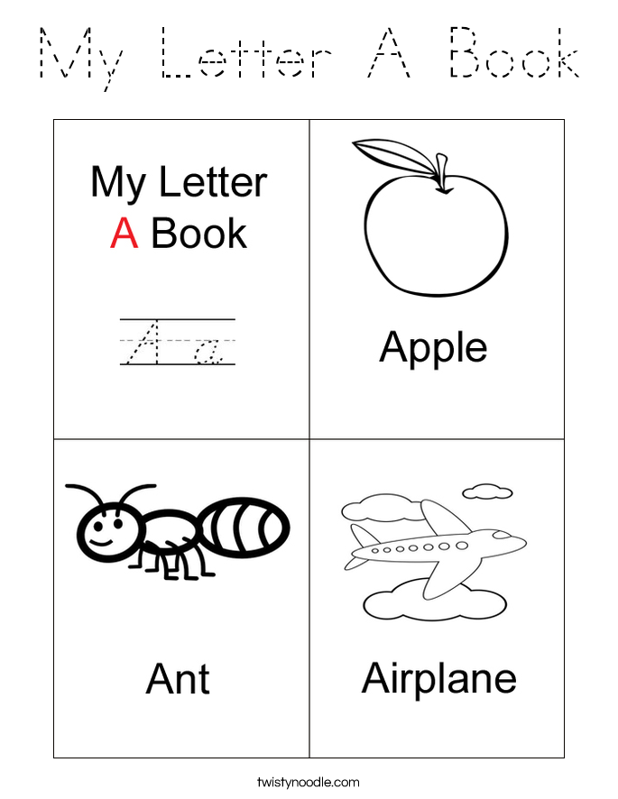 My Letter A Book Coloring Page